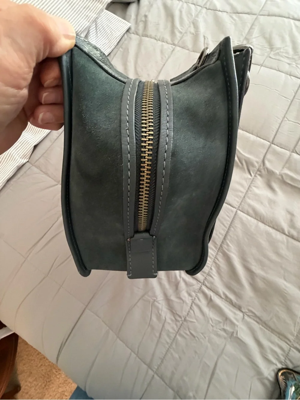 Coach Green Pebbled & Smooth Leather with suede accents Satchel